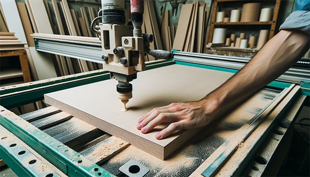 an MDF panel being used in a woodworking workshop