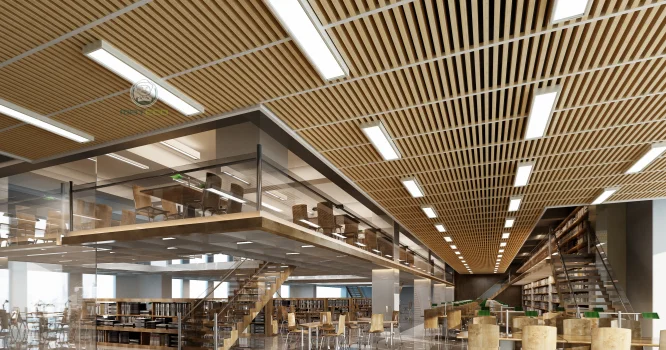 WPC slat ceiling for library